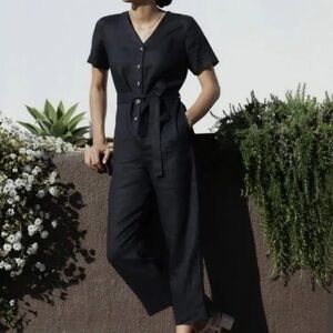 Everlane Black Linen Jumpsuit